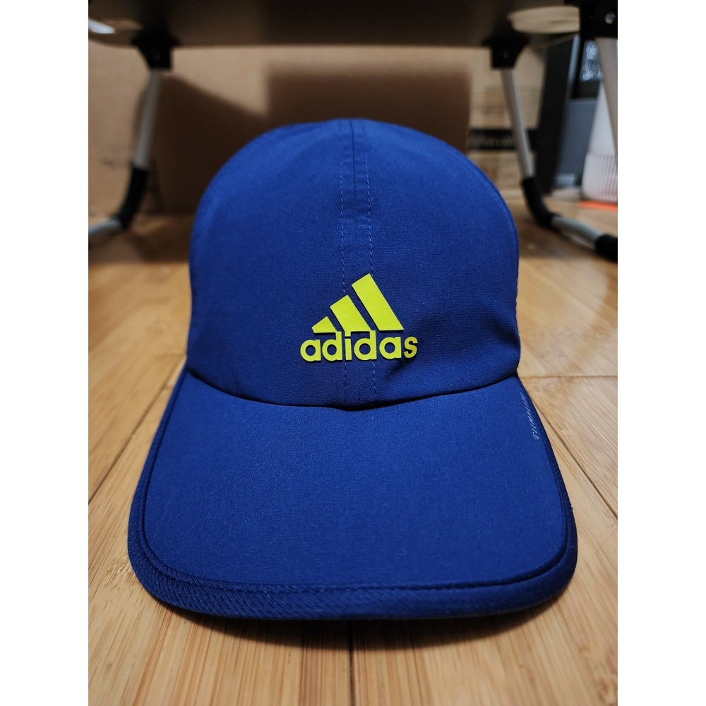 Adidas Climalite Hat Cap Blue Lime Adjustable Superlite Runner Mens OS